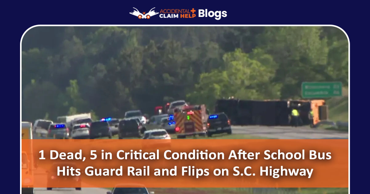 Critical Condition After School Bus Hits Guard Rail and Flips on S.C. Highway
